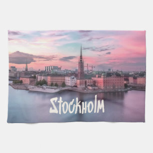 Stockholm Capital of Sweden Night Skyline Theedoek