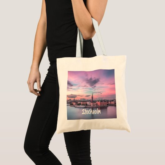 Stockholm Capital of Sweden Night Skyline Tote Bag (Voorkant (product))