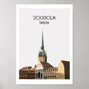 Stockholm   Poster Vintage voyage   Matte amélioré