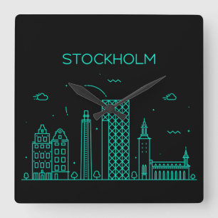 Stockholm skyline vierkante klok