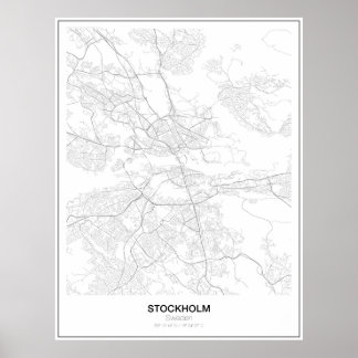 Stockholm, Suède, Poster de la carte minimaliste (