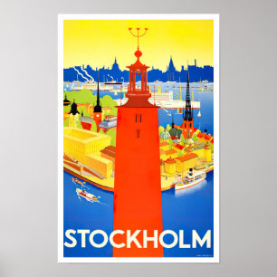 Stockholm Suède vintage voyage Poster