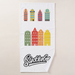 Stockholm Ville Suède Graphique coloré Blanc