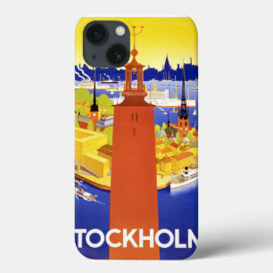 Stockholm Vintage Travel Poster gerestaureerd iPhone 13 Hoesje