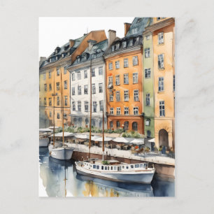 Stockholm waterverf kunst briefkaart