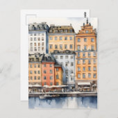 Stockholm waterverf kunst briefkaart (Voorkant / Achterkant)