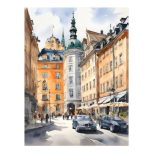 Stockholm waterverf kunst foto afdruk