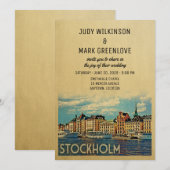 Stockholm Wedding Invitation Zweden Kaart (Voorkant / Achterkant)