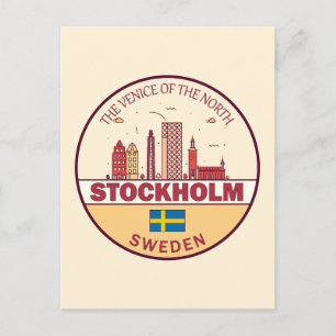 Stockholm Zweden City Skyline Emblem Briefkaart