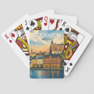 Stockholm Zweden Illustratie Reis Kunst Vintage Pokerkaarten