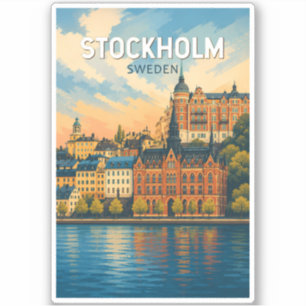Stockholm Zweden Illustratie Reis Kunst Vintage Sticker
