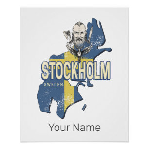 Stockholm Zweden Provincie Kaart  Souvenir Perfect Poster