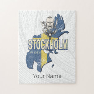Stockholm Zweden Provincie Kaart Vintage Souvenir Legpuzzel
