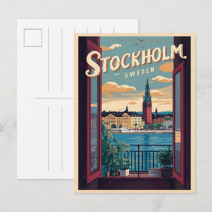 Stockholm Zweden reizen vintage balkon uitzicht ca Briefkaart