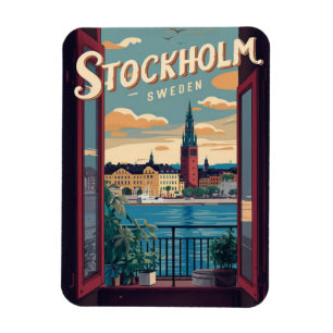 Stockholm Zweden reizen vintage balkon uitzicht ca Magneet