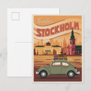 stockholm zweden reizen vintage geschenken en souv briefkaart