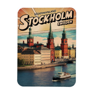 stockholm zweden reizen vintage stripboek geschenk magneet