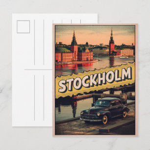 stockholm zweden reizen vintage stripboeken cadeau briefkaart