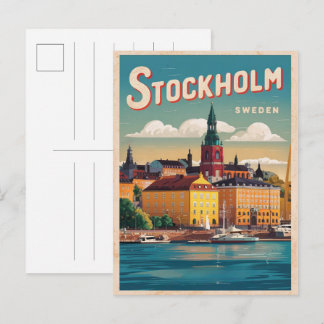 Stockholm Zweden reizen vintage waterkant cadeaus Briefkaart