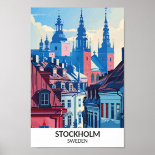 Stockholm Zweden Retro Kunstwerk Reizen Poster