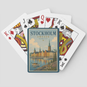 Stockholm Zweden Silhouette Illustratie Reis Kunst Pokerkaarten