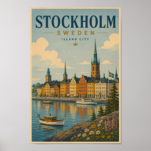 Stockholm Zweden Silhouette Illustratie Reis Kunst Poster