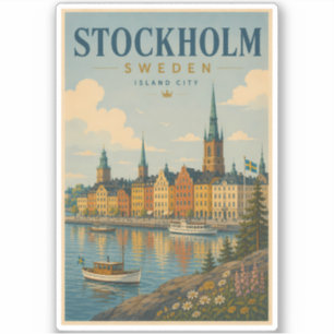 Stockholm Zweden Silhouette Illustratie Reis Kunst Sticker