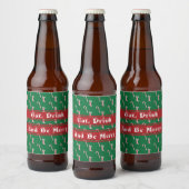 Stocking & Candy Cane Pattern Bier Etiket (Flessen)