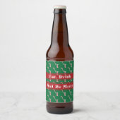 Stocking & Candy Cane Pattern Bier Etiket (Voorkant)