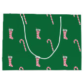 Stocking & Candy Cane Pattern Groot Cadeauzakje (Achterkant)