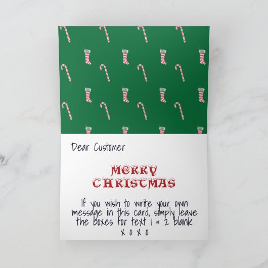 Stocking & Candy Cane Pattern Kaart (Binnen)