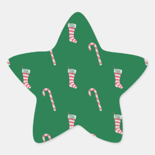 Stocking & Candy Cane Pattern Ster Sticker