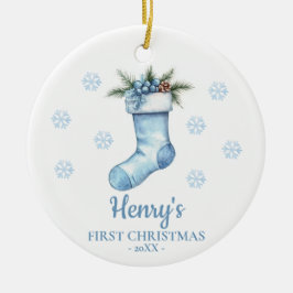 Stocking Personalized Baby's First Christmas Keramisch Ornament