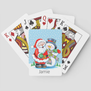 Stocking Stuffer toevoegen naam Santa Claus Snowma Pokerkaarten