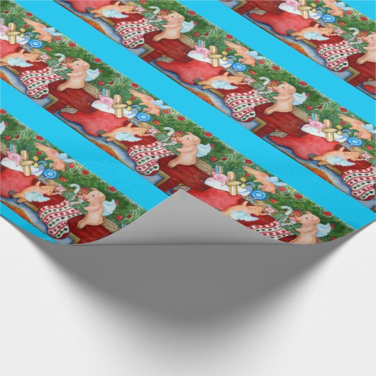 Stockings of Flying Pigs Stuff Cadeaupapier (Hoek)