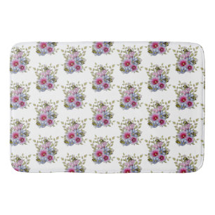 Stockrozen en Blauwe Bloemen met Hommels Badmat