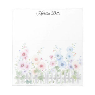 Stockrozen & Houten Schutting Aquarel Notitieblok