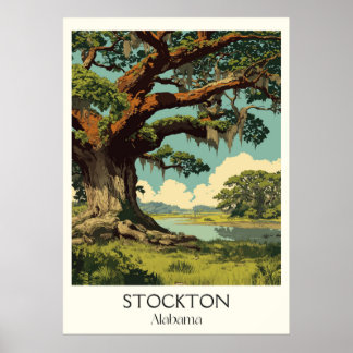 Stockton Alabama Oude Eikenbomen Poster