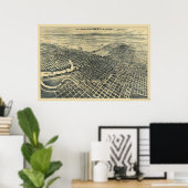 Stockton, CA Panoramic Map - 1895 Poster (Thuiskantoor)