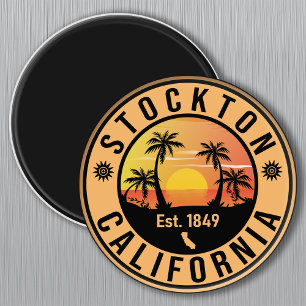 Stockton California Retro Sunset Souvenirs Palm Magneet