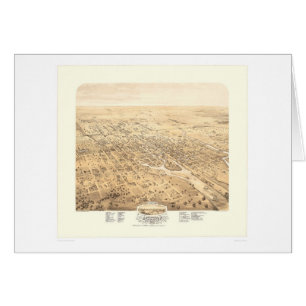 Stockton, carte panoramique 1870 (1667A) de CA -