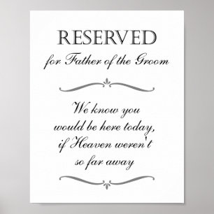 Stoel gereserveerd voor overleden vader van de bru poster