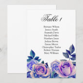 Stoelenplattegrond met blauwe en paarse rozen. Taf Kaart (Voorkant / Achterkant)