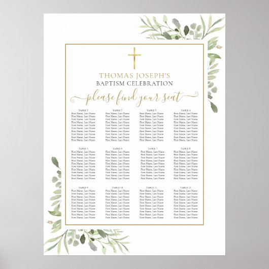 Stoelindeling Doop Feestelijke Groene Decoratie Go (Voorkant)