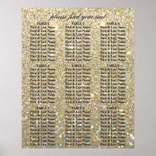 Stoelindeling - Goud Glit Fab Poster (Voorkant)