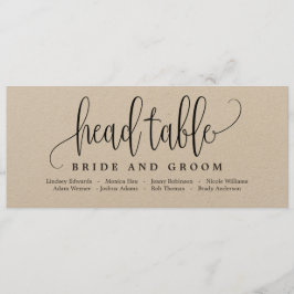 Stoelindeling Hoofdtafelkaart - Mooie kalligrafie Kaart