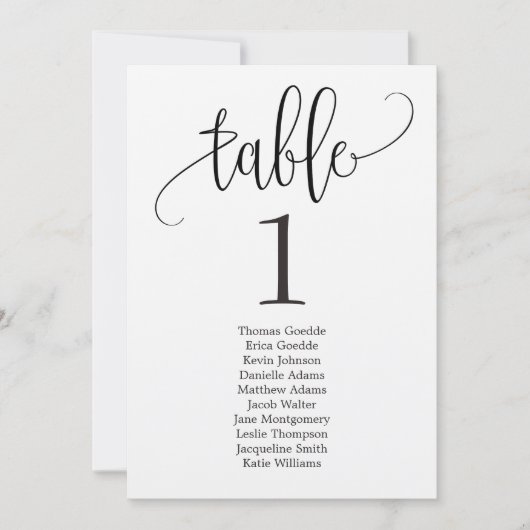 Stoelindeling Tafelkaart Lovely Calligraphy Kaart (Voorkant)