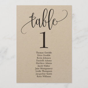 Stoelindeling Tafelkaart Mooie Calligrafie Kaart