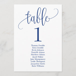 Stoelindeling Tafelkaart Mooie Calligrafie Navy Kaart
