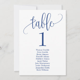 Stoelindeling Tafelkaart Mooie Calligrafie Navy Kaart
